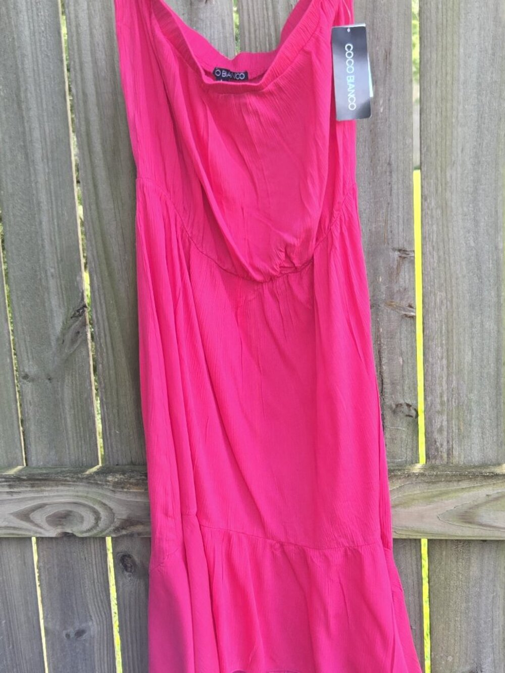 Summer Style - Strapless, light weight, Pink dress w hi-lo hem Size L